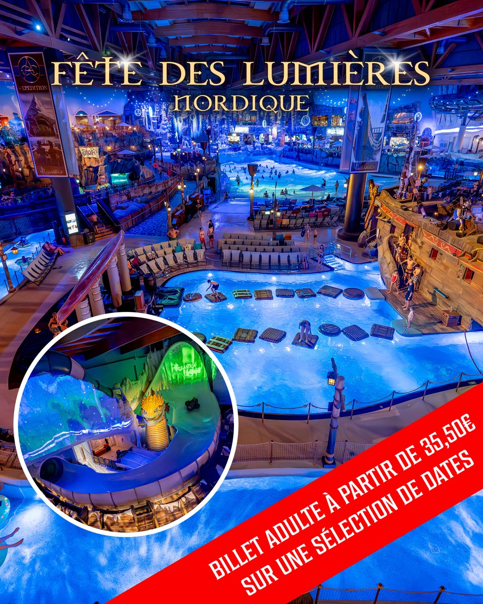 Visitez la Fête des lumières nordique à #Rulantica à prix réduit, à partir de 35,50 €/adulte pour une sélection de dates ! 🌌 Laissez-vous envoûter par des couleurs scintillantes et des spectacles magiques ! 🤩