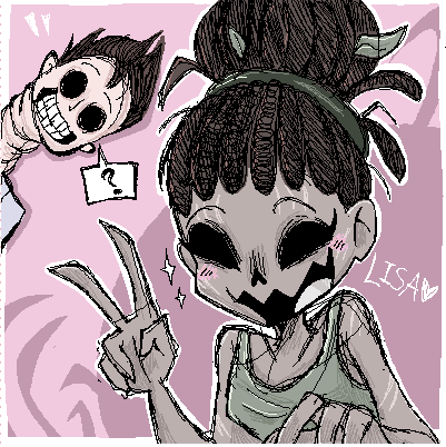 SFlykra's tweet photo. Lisa Sherwood and Unknown hanging out (just a little random oekaki sketch thingie)
#oekaki #pinksea #dbd #deadbydaylight #dbdfanart #lisasherwood #unknownDBD https://t.co/BA70C8SRBR