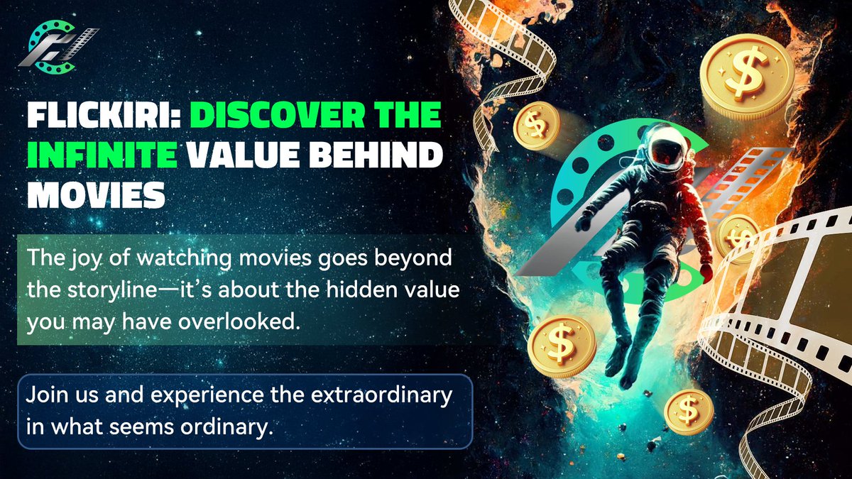 Flickiri's tweet photo. Flickiri: Uncover the hidden value behind movies. 
It’s more than just a storyline—it's the extraordinary waiting to be discovered.
Join us and see beyond the surface! https://t.co/VAXrKB6jDR