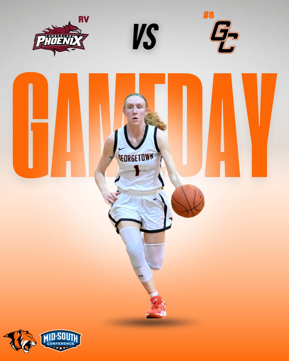 GAME DAY!! 🐅🧡🏀

🆚   Cumberland (TN) University 
⏰   1:00 PM EST 
📍   Davis Reid Alumni Gym 
📺   m.youtube.com/@georgetowntig…
