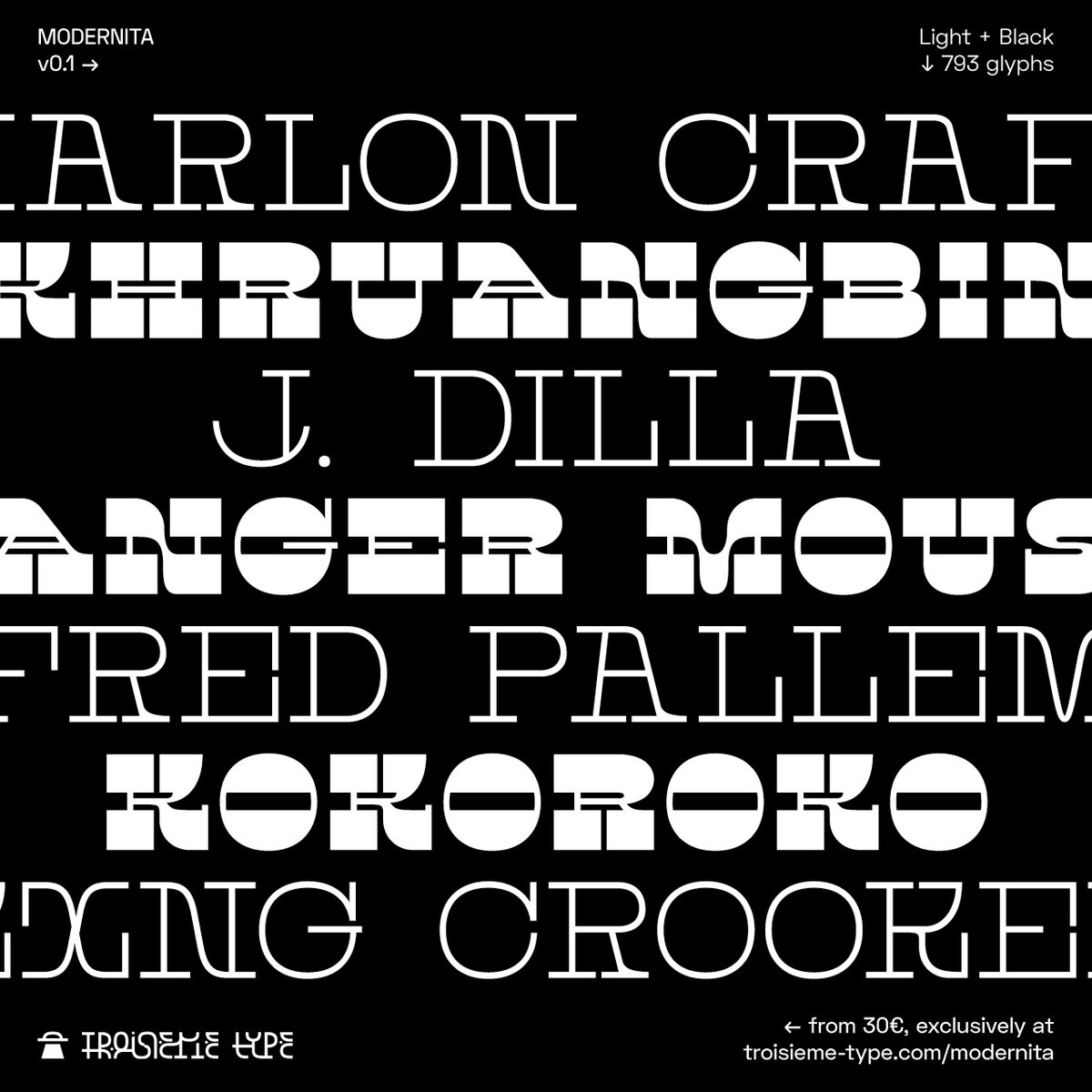 Soundtrack to my life 🎵

Modernita typeface.
➽ troisieme-type.com/modernita