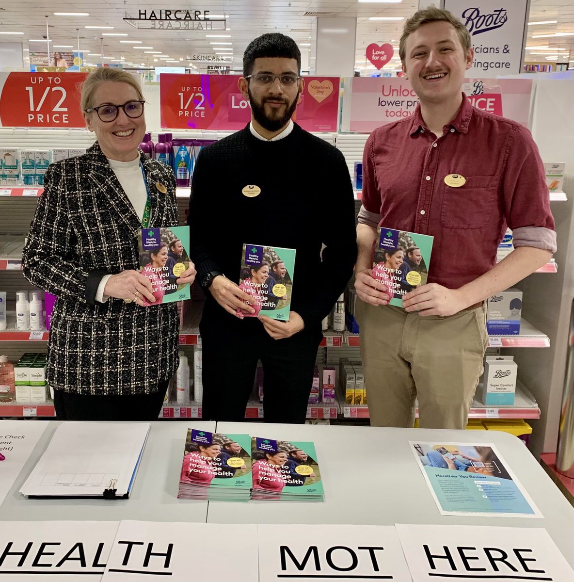 Celebrating one year #anniversary of #pharmacyfirst with our #trainee #pharmacist promoting the #bloodpressure check - identifying many people with undiagnosed #hypertension - referring them to their #GP thus enabling better #patientcare &amp; reducing their risk of #stroke &amp; #CVD