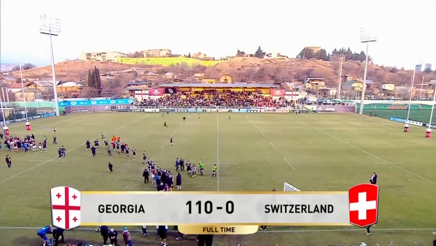 🇬🇪 GEORGIA 110-0 SWITZERLAND 🇨🇭 

რაგბი ევროპის ჯგუფის პირველ შეხვედრაში საქართველომ შვეიცარია რეკორდული ანგარიშით 110-0 დაამარცხა. 

Rugby Union - EUROPE: Rugby Europe Championship - Round 1 
01/02/2025 (1 February, 2025) 
#georgia #rugby #rugbyunion #rugbyeurope #europe #geo