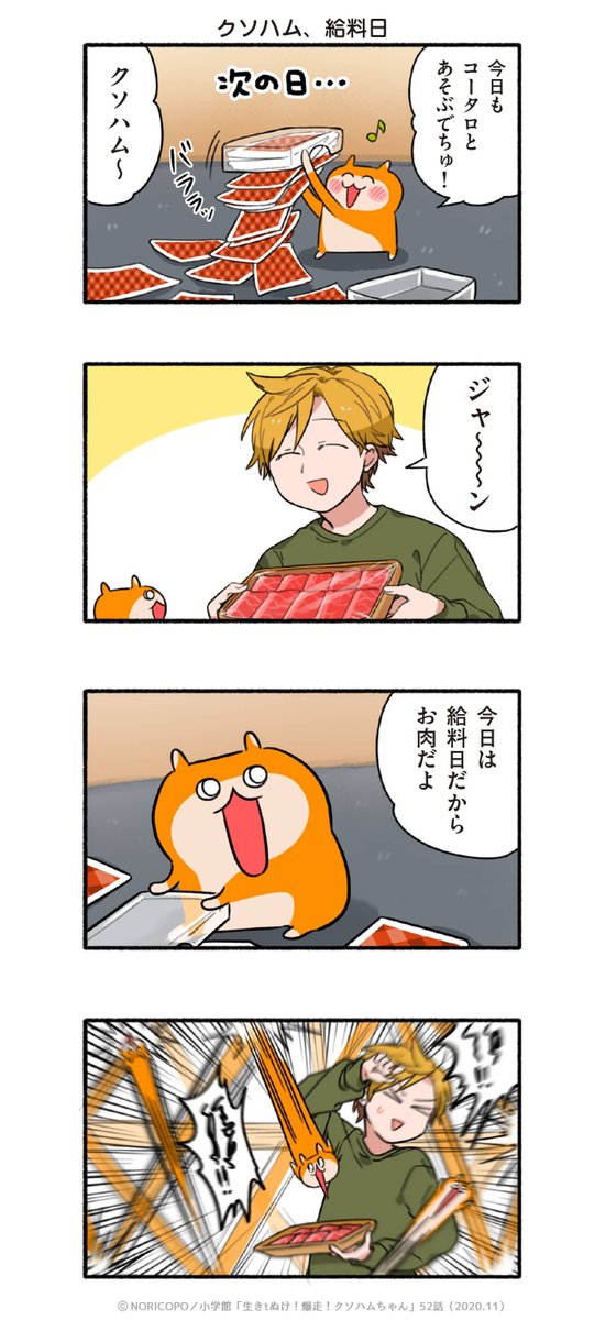 日登家の節約回② 3/3

『生きぬけ!爆走!クソハムちゃん』
2020年マンガワン掲載 (52話) 