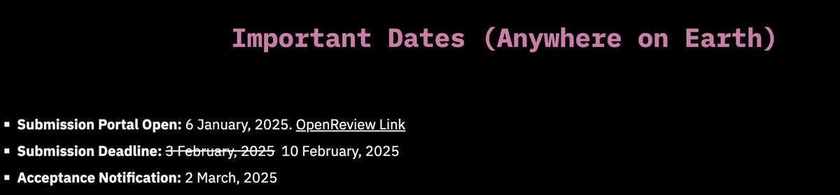 Did you miss the ICML deadline? Why not consider submitting your cool work to our "Frontiers of Probabilistic Inference: Learning meets Sampling" workshop at #ICLR2025 <a href="/iclr_conf/">ICLR 2026</a> 

NEW UPDATED DEADLINE: Feb 10th AoE 
website: sites.google.com/view/fpiworksh…