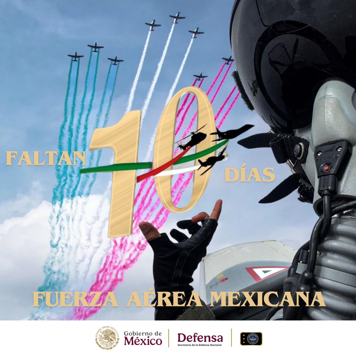 FuerzaAereaMx's tweet photo. “10 de febrero día de la Fuerza Aérea Mexicana”, orgullosamente al servicio del pueblo de México #110AniversarioFAM https://t.co/ihQdsbJVZv