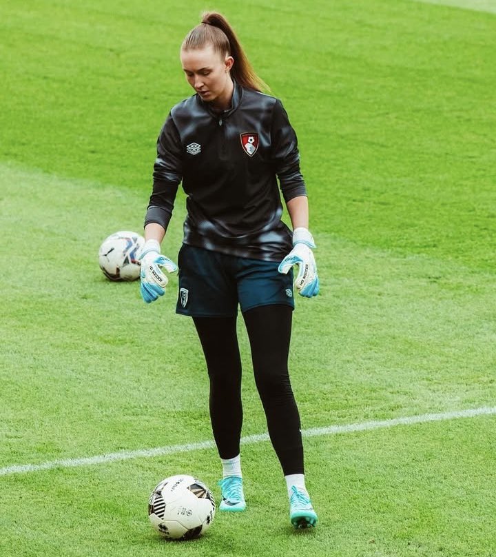 AFC Bournemouth women’s goalkeeper Erin Foley wearing our GUERRERO PRO Roll/Negative gloves. Our GUERRERO PRO gloves features 4mm AQUA FORMULA latex to give excellent grip in all weather conditions  ho-soccer.co.uk/product/520244/