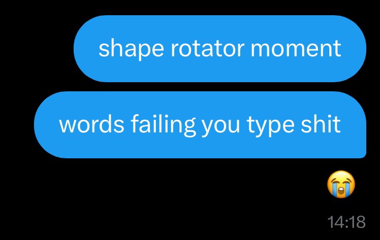 the shape rotators yearn for the ability to form coherent sentences