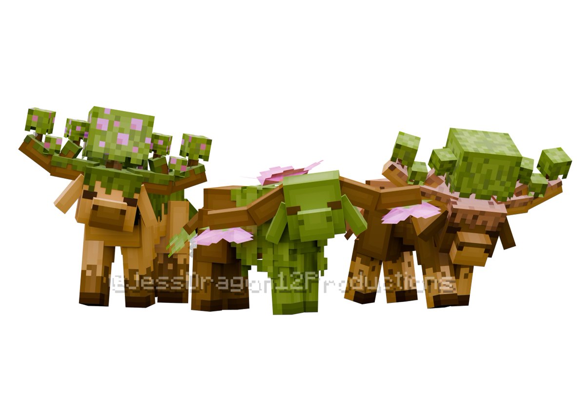 JessDragon12's tweet photo. #Minecraft #Cows
#Mooshroom - like  #Mobs inspired by some of Minecraft's unique #foliage
These three in particular are inspired by the #floweringAzalea tree, #Azalea tree and the #Sporeblossom 
#Minecraftcow #Minecraftmodel #minecraftconcept #fanart #lowpoly #blockbench #mojang https://t.co/mqutOyquw1