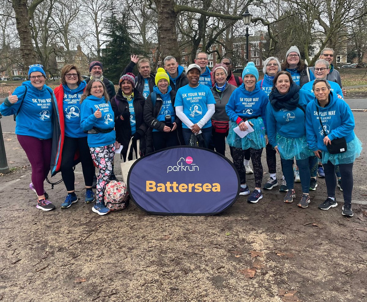 Eagle191's tweet photo. @mattwang22 @MOVEcharity @parkrunUK We missed you @mattwang22! 55 amazing ‘5K Your Way’-ers met up at Battersea parkrun. Thankyou so much @MOVEcharity and @parkrun UK for bringing us together to mark #WorldCancerDay We even met Stanley @Vitality_UK https://t.co/LENZTIuhU9