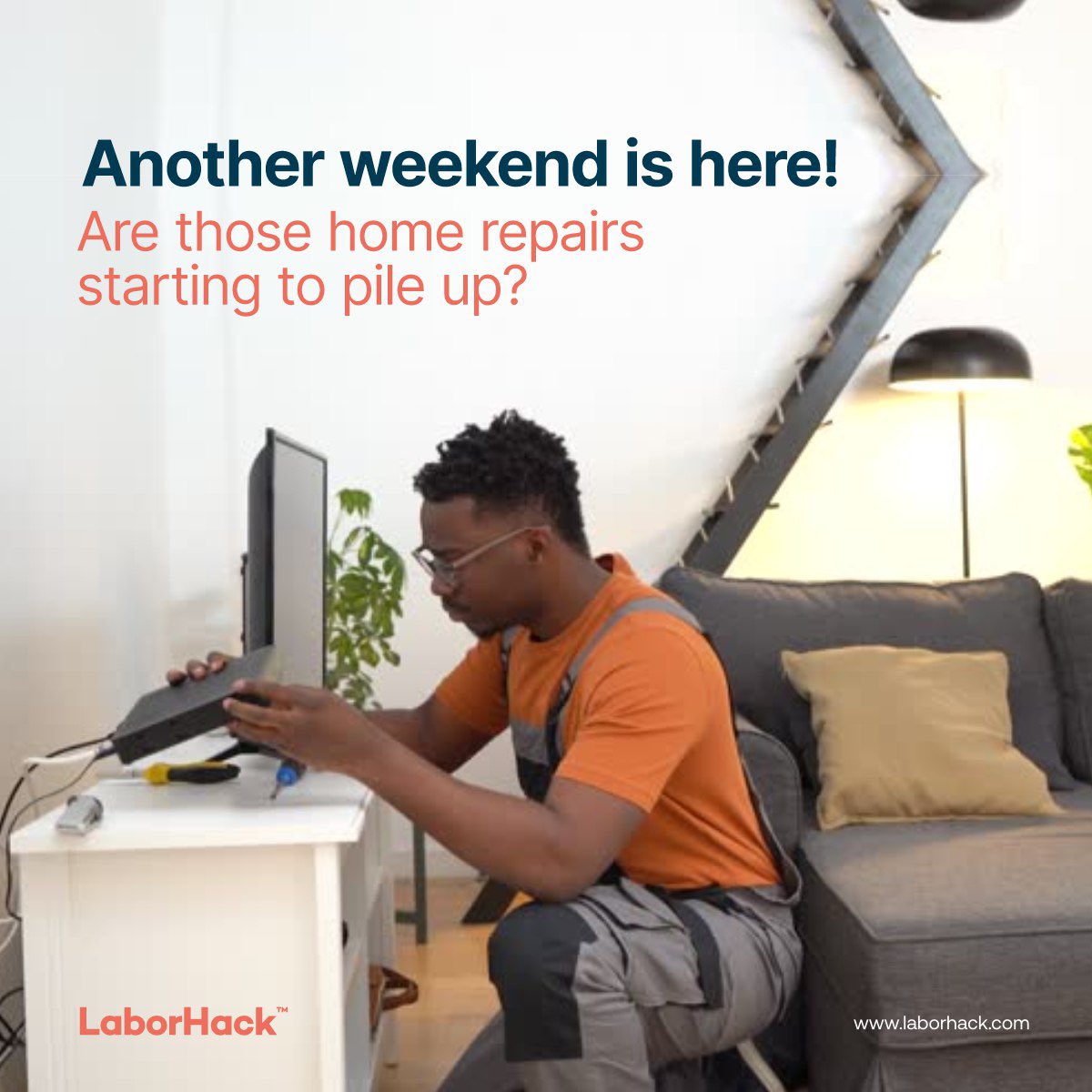 Laborhack_ng's tweet image. Don’t let unfinished tasks overwhelm your weekend plans. LaborHack is your go-to solution for finding skilled and certified artisans to tackle those repairs efficiently. 

Visit laborhack.com to hire a Pro for your home needs.

#weekendrepairs #hireapro #maintenance