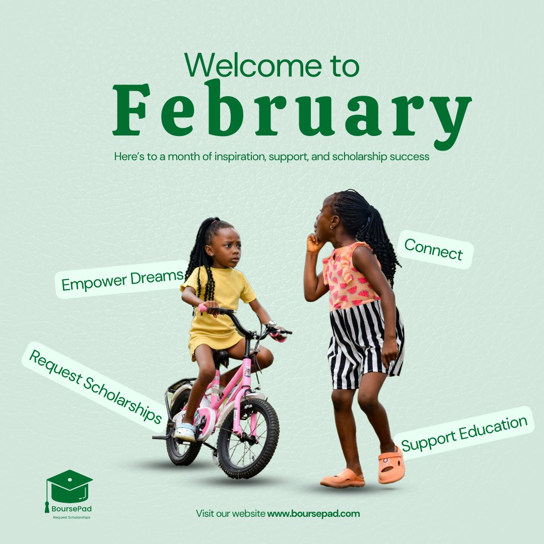 boursepad's tweet photo. February is here. A new month to chase dreams and make them a reality. Whether you're a student or a sponsor, let's connect and support education together. #BoursePad #NaijaScholars #Scholarships #NigerianScholarship https://t.co/EKYNB7CKYJ