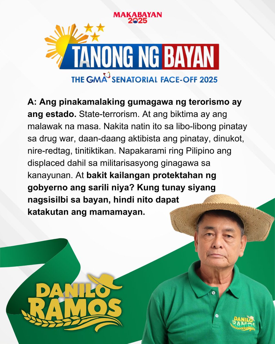 kadaningramos's tweet photo. #TanongNgBayan: Paano ba poprotektahan ng gobyerno ang kanilang sarili kung walang Anti-Terror Law? 

Kayo ba mga kasama, dapat bang may Anti-Terror Law para maprotektahan ng gobyerno ang sarili niya? Kung tunay itong nagsisilbi sa bayan, hindi nito dapat katakutan ang mamamayan! https://t.co/h99EcbFcGl
