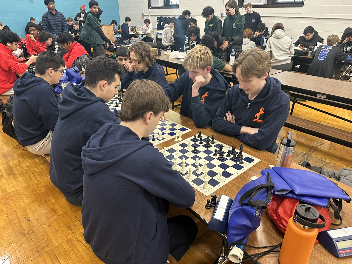 Stagg chess warming up for a grueling day of chess at the IHSA Sectional.  Go Chargers!!!