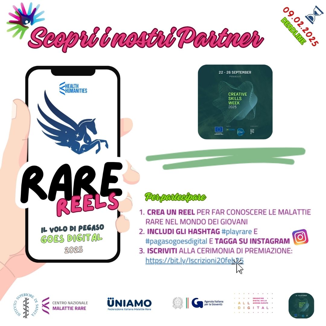 Il 𝐧𝐞𝐭𝐰𝐨𝐫𝐤 𝐝𝐞𝐥𝐥𝐚 𝐂𝐫𝐞𝐚𝐭𝐢𝐯𝐞 𝐒𝐤𝐢𝐥𝐥𝐬 𝐖𝐞𝐞𝐤 è uno dei Partner del contest #rarereels #pegasogoesdigital 2025!

🔍 Scopri di più sul Partner: creativeskillsweek.eu

➡️ Partecipando al contest, grazie al suo contributo, potrai vincere un premio speciale!