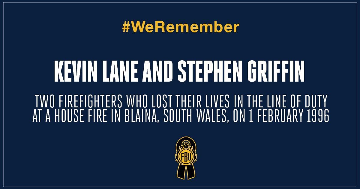 Today #WeRemember Kevin Lane and Stephen Griffin, who lost their lives in the Blaina house fire, South Wales, on 1st February 1996.