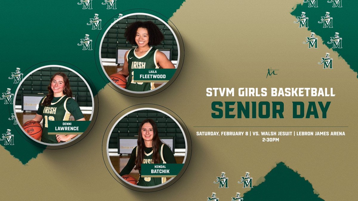 Senior Night is next week for our girls basketball team! Come out and support the seniors when they are introduced before the varsity girls basketball game vs. Walsh Jesuit! 🏀☘️