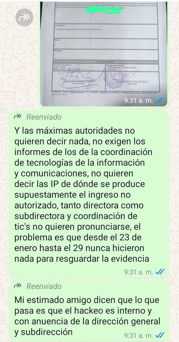 jcarreraandrade's tweet photo. Se la tenían calladito. 8 días hackeada cuenta del Sercop de compras públicas. Ponen denuncia y ordenan al jurídico no impulsar ni indagar. Se cae de nuevo y nadie investiga lo que parece auto atentado. Qué intereses ocultos hay? Cuántas contrataciones ilegales habrán camuflado? https://t.co/PN3oqrhMs6