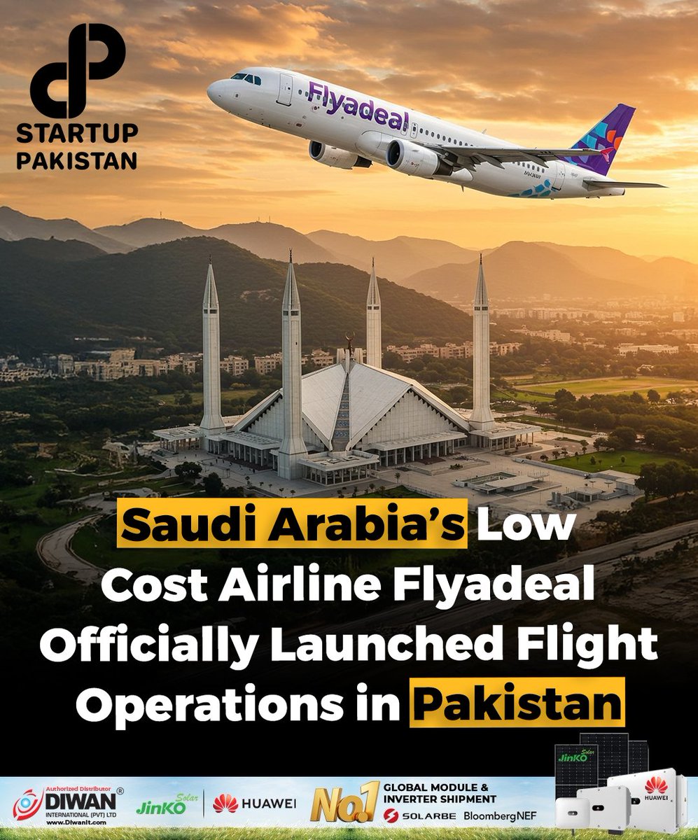 PakStartup's tweet photo. Flyadeal, Saudi Arabia’s low-cost airline, has officially commenced flight operations to Pakistan, marking a key expansion.
For More info: https://t.co/ByjBYvq4il
#Flyadeal #PakistanFlights #AviationNews #SaudiAirline #KarachiRoutes https://t.co/A9Hforxb9A