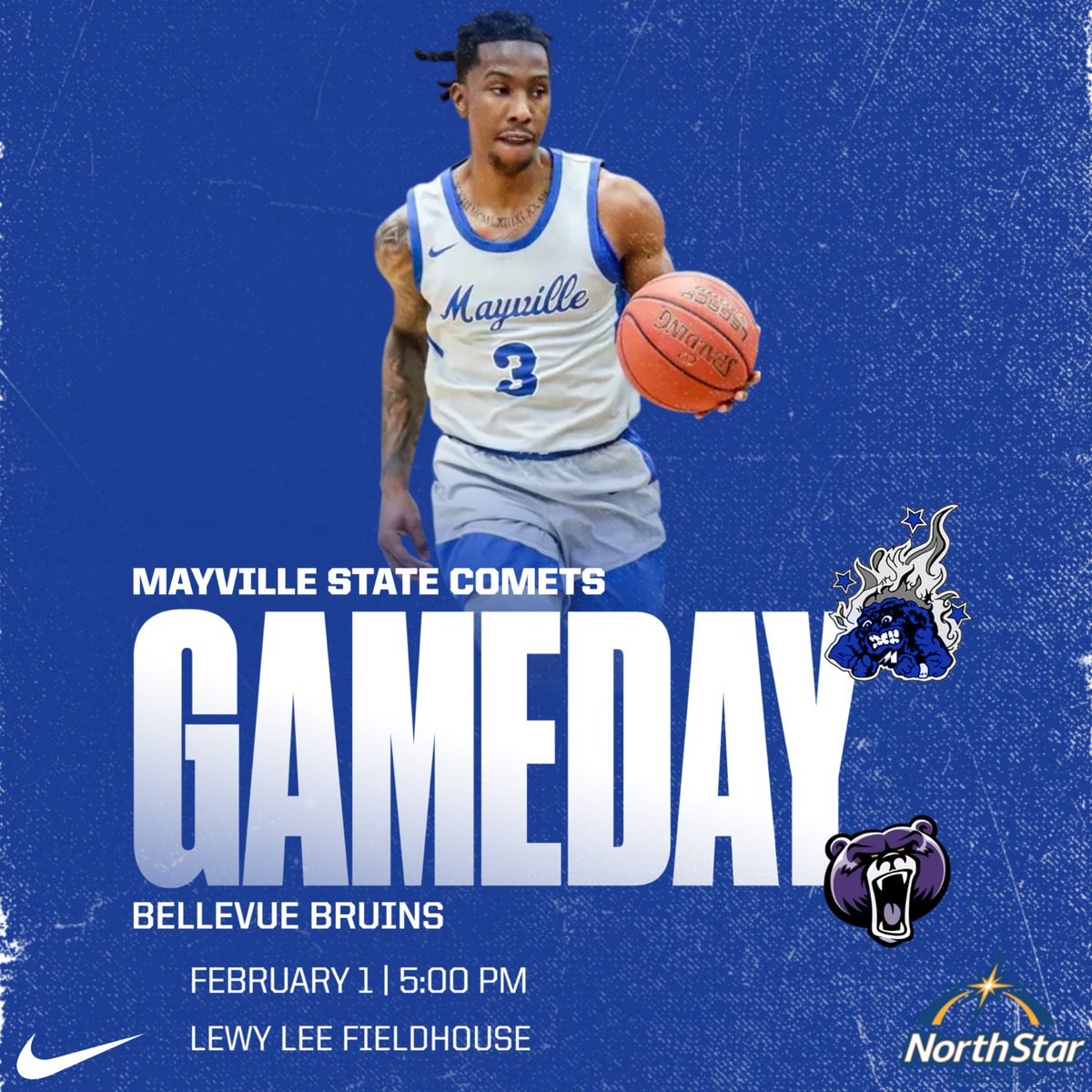 MSUCometsMBB's tweet photo. Game Day‼️🚨
Conference Game 🔟
🆚 Bellevue
📍 Mayville, ND
🏟️ Lewy Lee Fieldhouse
⏰ 5:00 PM
📺 YouTube - Comet Athletics Network
#GameDay | #ConferenceGame | #TheVille | #CometBall https://t.co/uUrGwUrHot