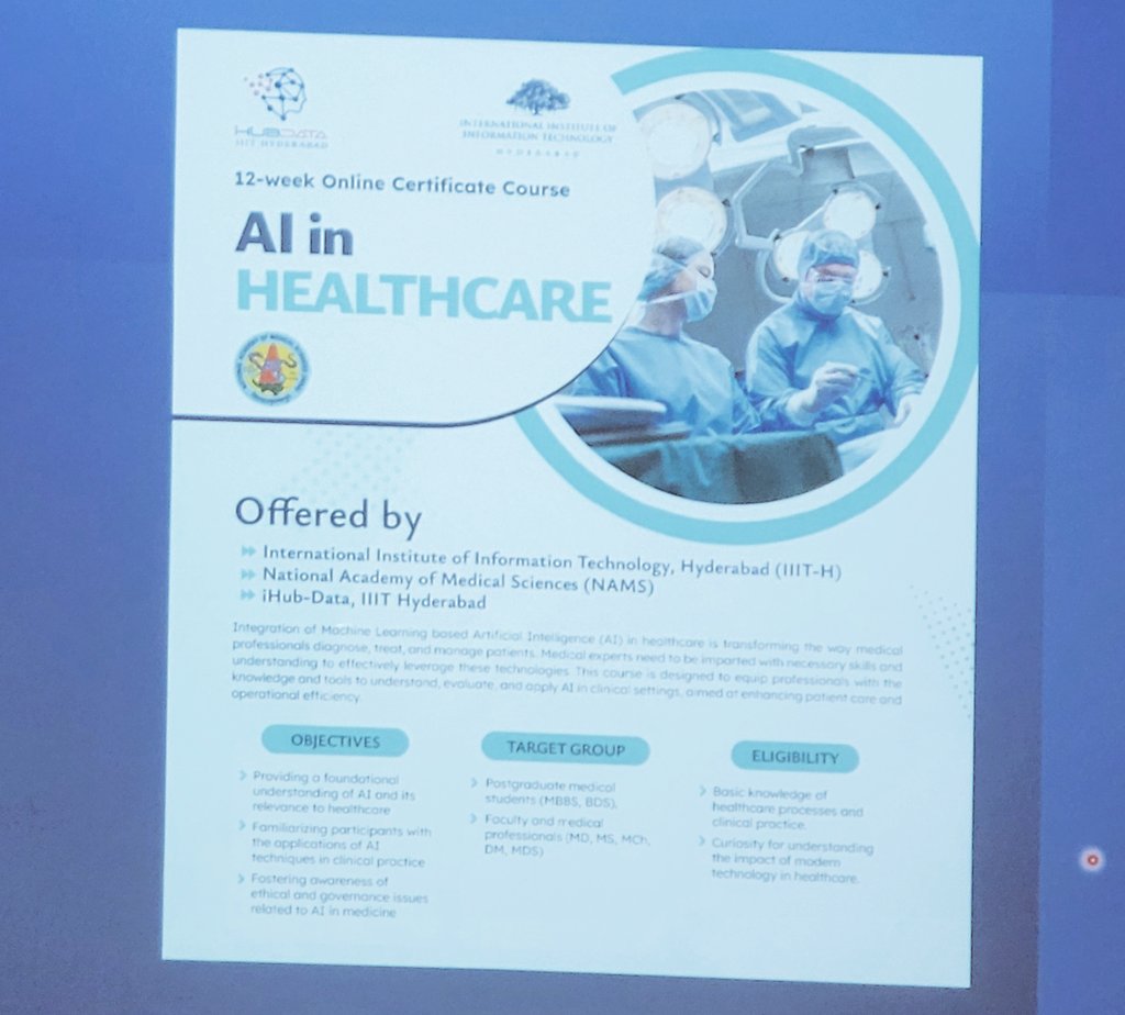 Exciting things!

Collaboration between NIMS, Hyderabad and <a href="/iiit_hyderabad/">IIIT Hyderabad</a> on developing AI in Healthcare. Digital pathology has been the first; project on brain tumour diagnosis showed promising results esp detecting IHC on HE slides!
Oral cancer screening next! 

<a href="/FHNO_India/">FHNO</a>