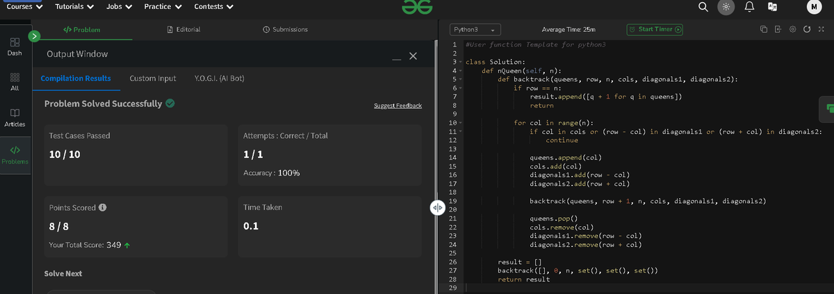 mansik0905's tweet photo. Day 74/160 #gfg160 #geekstreak2025 #geekstreak2024 #womeintech . today i solved the problem of N QUEEN PROBLEM. #pythonlearning https://t.co/0V6Ma72nzR
