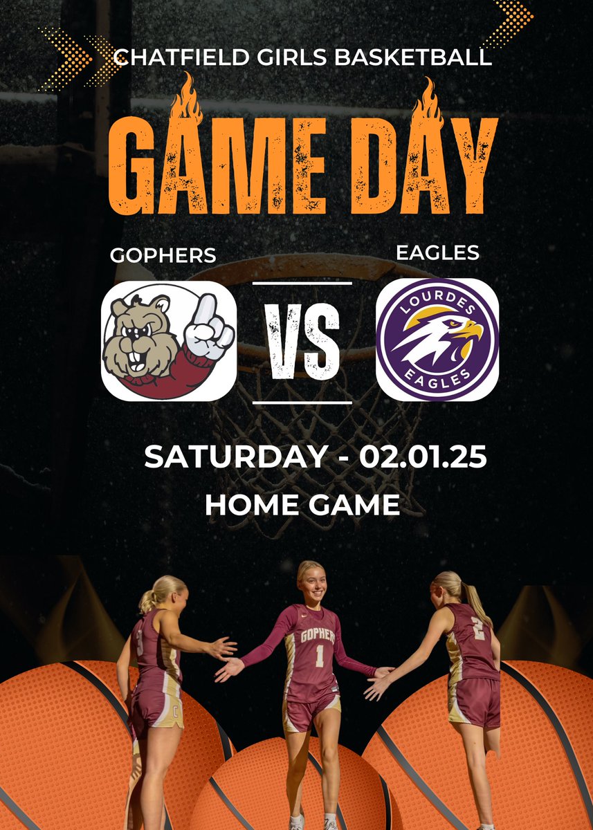 Chatfield Girls Basketball (@gbbchatfield) on Twitter photo Itโs ๐ฆซ ๐ Gameday! The JV and Varsity teams will be taking on Lourdes this afternoon.
๐๏ธ We are still in need of ticket workers today. Consider signing up at this link: m.signupgenius.com/#!/showSignUp/โฆ
๐ Rochester Lourdes ๐ฆ
โฐ JV: 1:15 / Varsity: 2:30
๐ Chatfield High School Itโs ๐ฆซ ๐ Gameday! The JV and Varsity teams will be taking on Lourdes this afternoon.
๐๏ธ We are still in need of ticket workers today. Consider signing up at this link: m.signupgenius.com/#!/showSignUp/โฆ
๐ Rochester Lourdes ๐ฆ
โฐ JV: 1:15 / Varsity: 2:30
๐ Chatfield High School