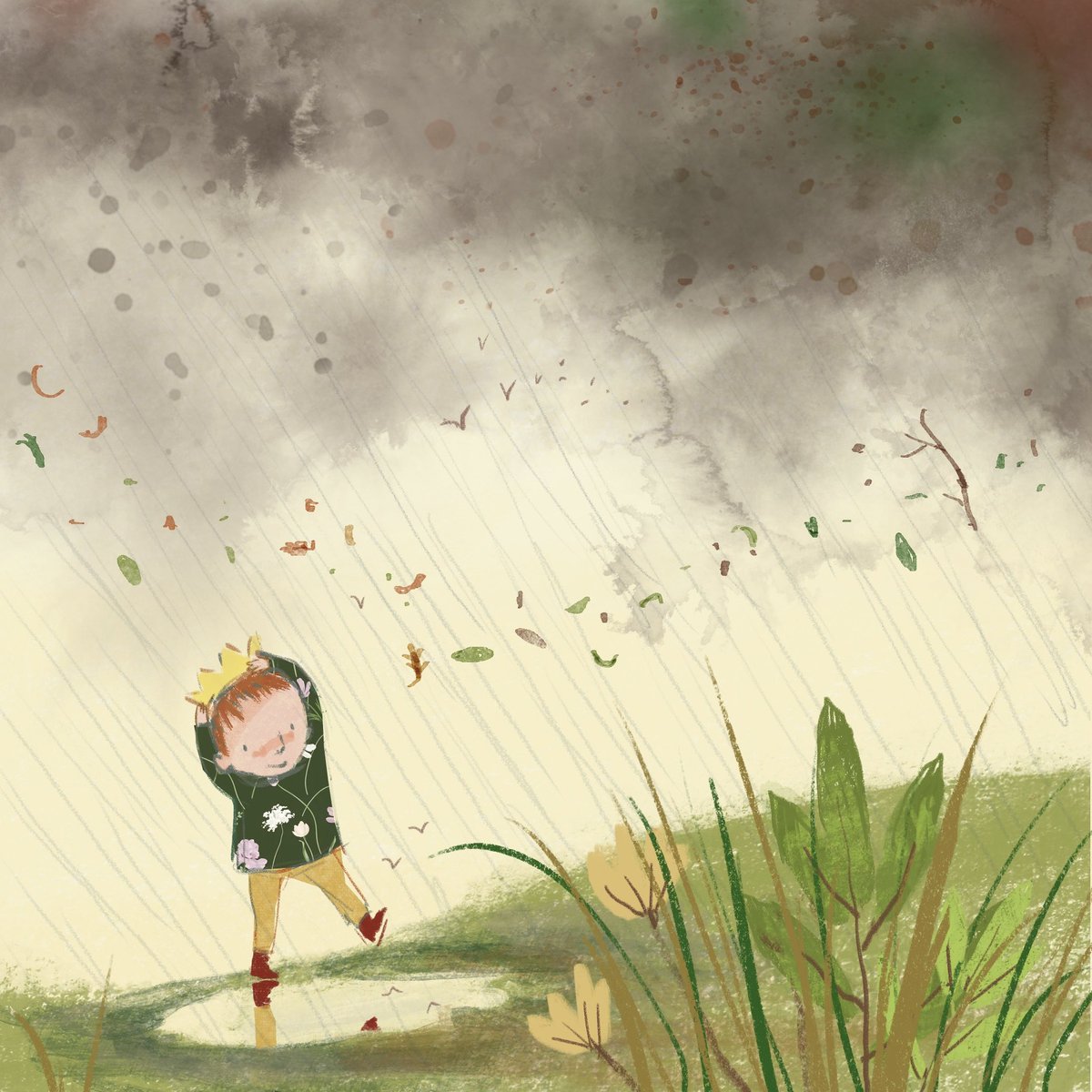 He put on his crown and wished for a thunderstorm. #childrensbooks #kidlitart #childrensillustration