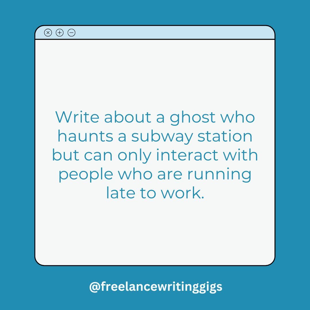 FreelanceWJ's tweet image. Prompt time 👉🏿 Write about a ghost who haunts a subway station but can only interact with people who are running late to work. 👻

#WritingPrompt #WritingPrompts #WritingExercise #CreativeWriting