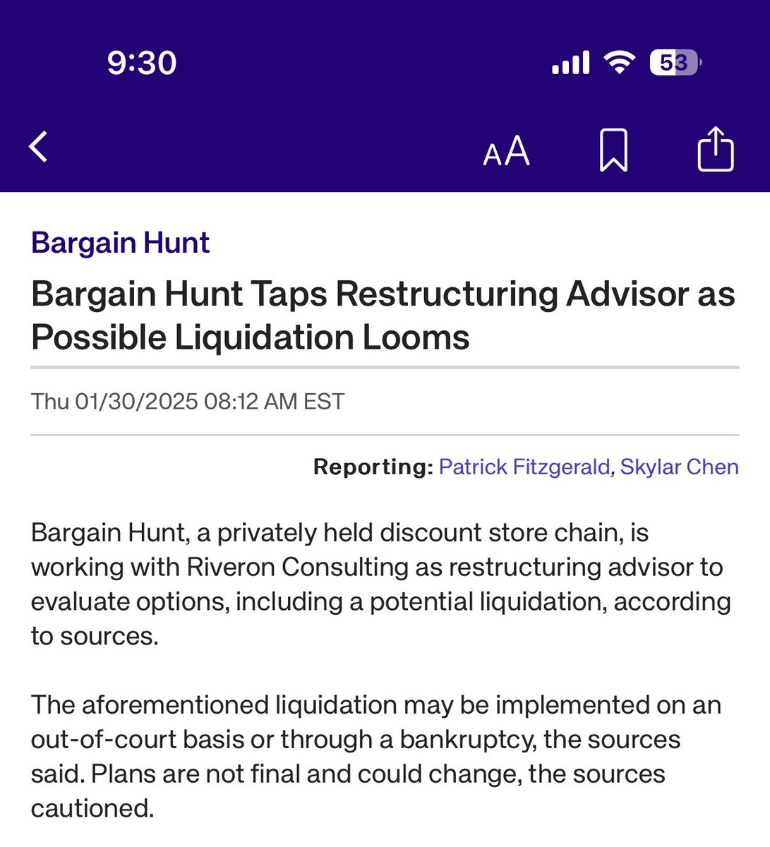 We at <a href="/OctusCredit/">Octus</a> first reported that privately-held discount retailer Bargain Hunt is headed towards a potential liquidation, possibly through a bankruptcy filing.