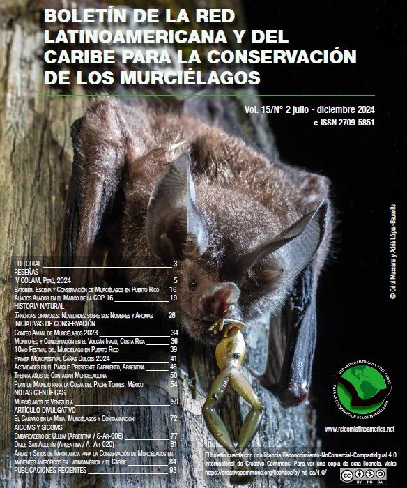 📣 ATENCIÓN📣
🦇Ya se encuentra disponible el último número del Boletín de la Red Latinoamericana y del Caribe para la Conservación de los Murciélagos.
🌐 Puedes descargar este número y los anteriores ingresando a  relcomlatinoamerica.net/bolet%C3%ADn.h…
¡No te lo pierdas!