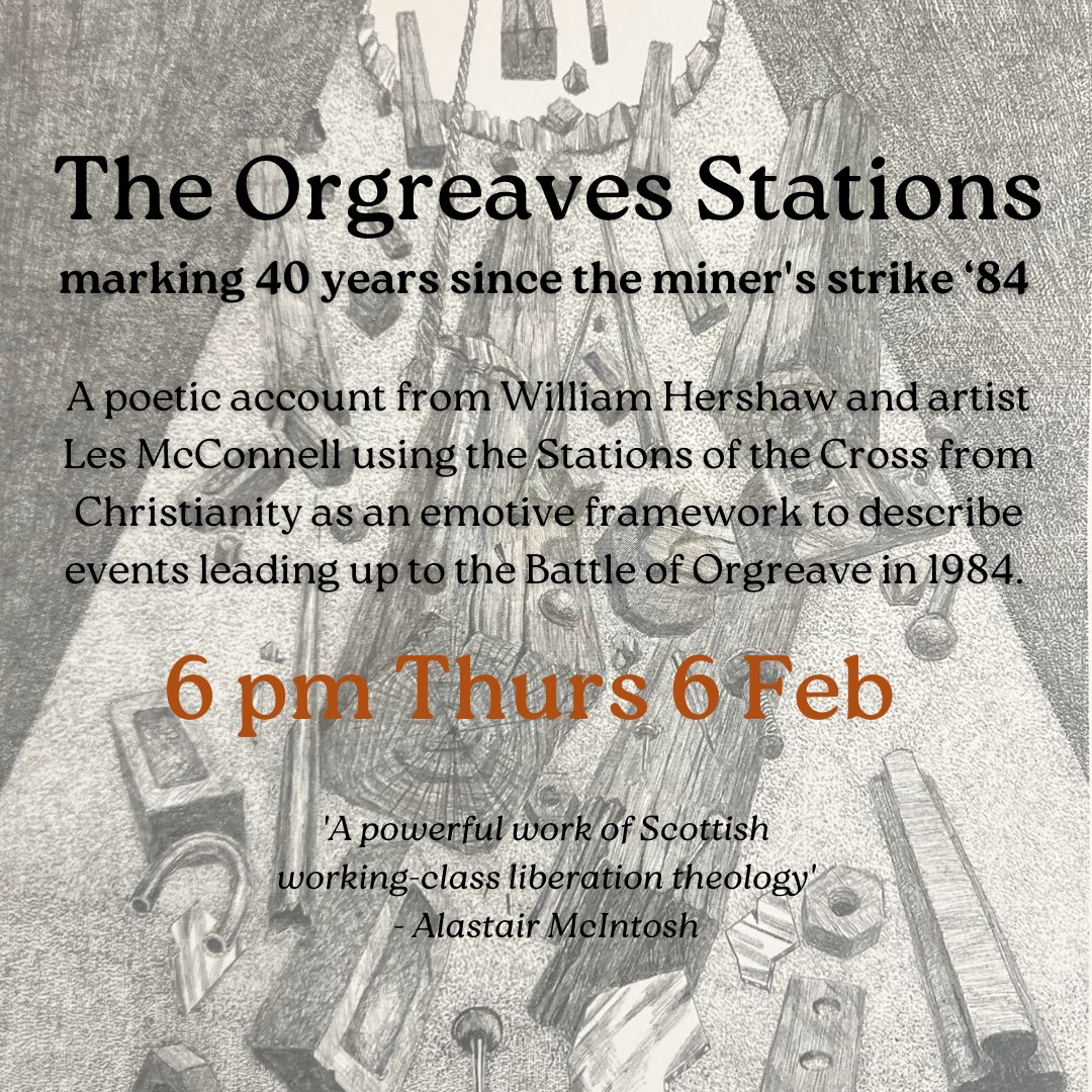 THIS THURS 

Discussion from 6pm led by <a href="/alastairmci/">Alastair McIntosh</a> Poet reading from his work 7pm

Please book a free ticket so we know how many to cook for via our linktree or at orgreavestations.eventbrite.co.uk