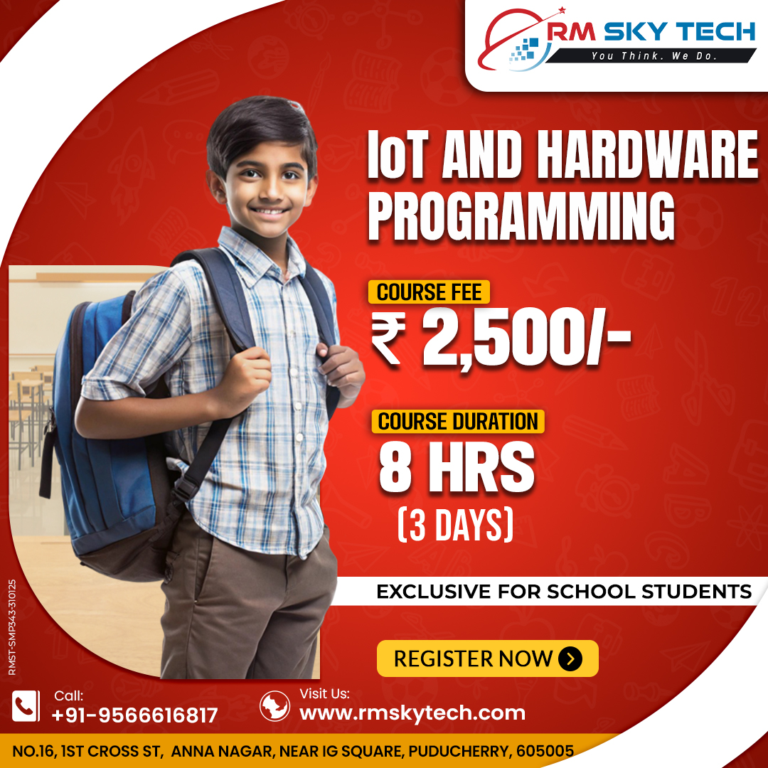 RMSkyTech1's tweet image. 🌐 IoT and Hardware Programming Certification 🌐
💰 Course Fee: Rs. 2,500
⏳ Course Duration: 3 Days

📆 Register Now to gain future-ready skills!
🌐 Visit Us: rmskytech.com
📞 Call for More Information: +91-9566616817

#IoT #HardwareProgramming  #RMskytech