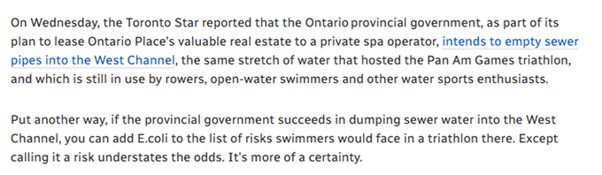 MarieTattersall's tweet photo. @Freire1Pb EVERY Ontarian is on the hook
for a MEGA spa Nobody wants
that will dump raw sewage into Lake Ontario

Check the link below to find out
how much YOUR riding has to fork out
https://t.co/Xvb5L7TLTB https://t.co/2fDUJyr2xL