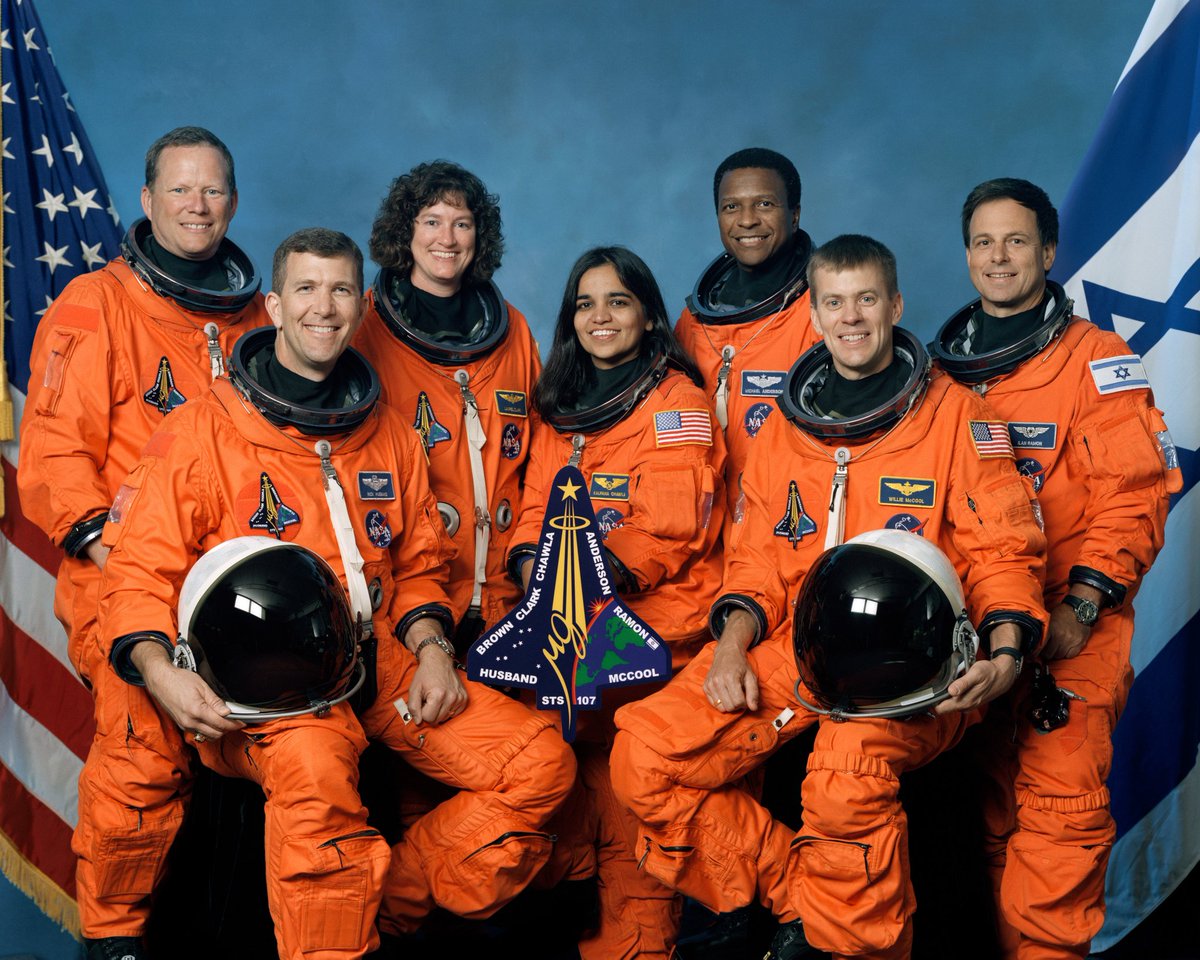 Remembering the crew of STS-107: David Brown, Rick Husband, Laurel Clark, Kalpana Chawla, Michael Anderson, William McCool, and Ilan Ramon

On February 1, 2003, the seven-astronaut crew was lost when Space Shuttle Columbia broke apart during re-entry.