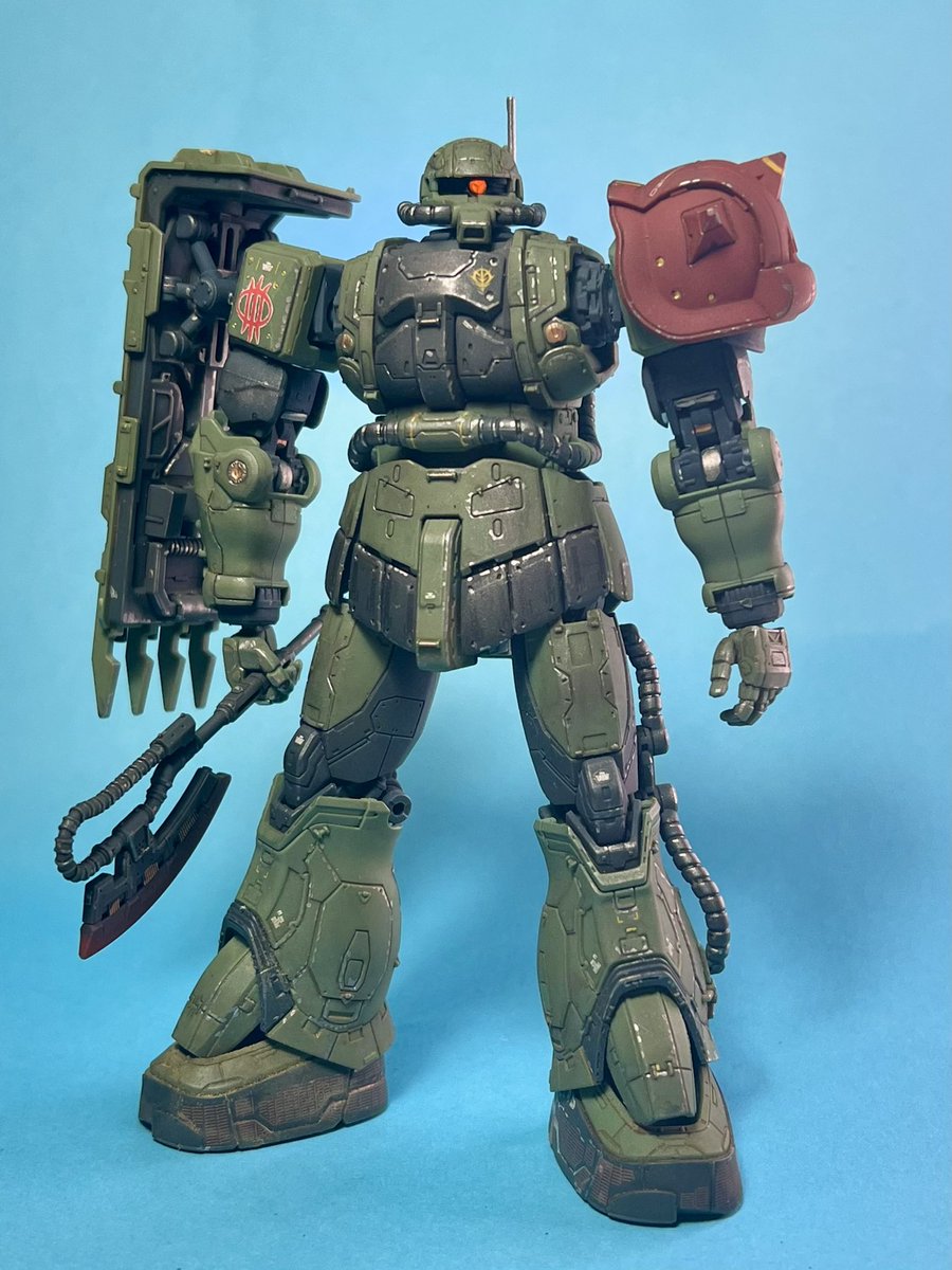 angerchicken's tweet photo. 復讐のレクイエムのザク(ルショーン機)
整形色のままで汚しだけの簡単フィニッシュ https://t.co/zoad71I69d