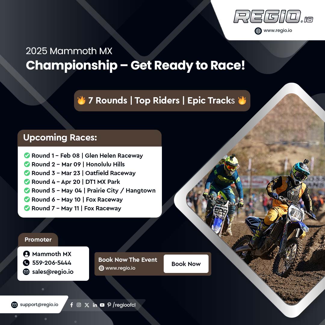 regioofcl's tweet photo. 🏁 2025 Mammoth MX Championship – The ultimate race is here! 🏆

🔥 7 Rounds | Top Riders | Epic Tracks 🔥

📍 Register Now &amp; Race to Glory! 🔗 https://t.co/2GdfbR8q3q

#MammothMX2025 #Motocross #MXChampionship #RaceToGlory #MXLife #DirtRacing #REGIO https://t.co/Bhb3rMCn6G