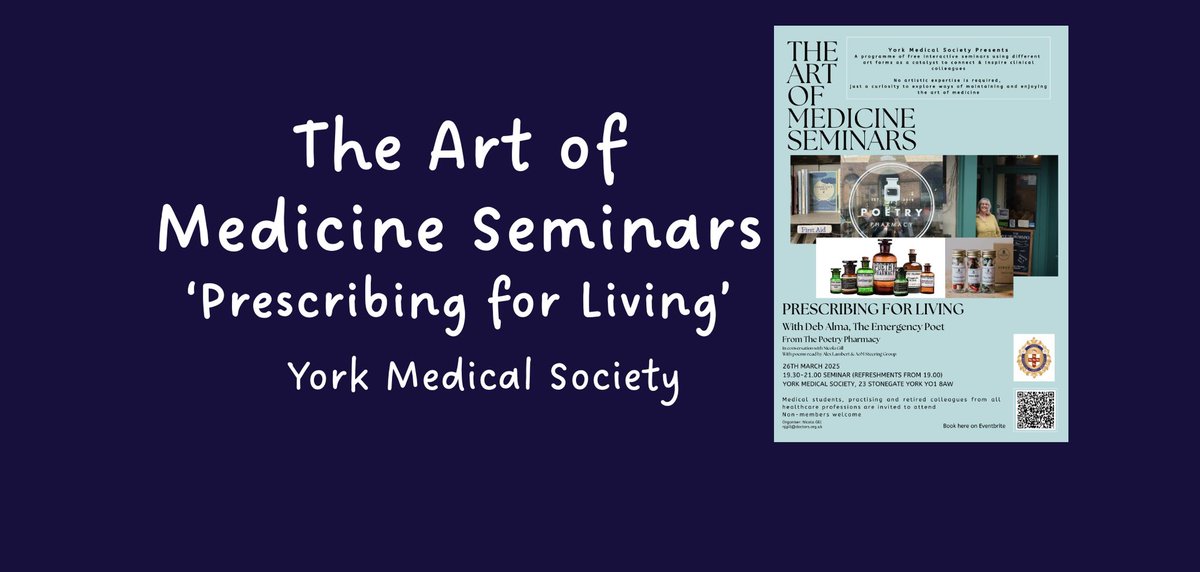Nicola Gill (@theartofgp) on Twitter photo So excited that Deb Alma <a href="/emergencypoet/">Poetry Pharmacy ππππͺπΊ</a> will be coming to our second Art of Medicine seminar in March and prescribing her poems, pills and potions. <a href="/york_med_soc/">York Medical Society</a> website for tickets and more information So excited that Deb Alma <a href="/emergencypoet/">Poetry Pharmacy ππππͺπΊ</a> will be coming to our second Art of Medicine seminar in March and prescribing her poems, pills and potions. <a href="/york_med_soc/">York Medical Society</a> website for tickets and more information