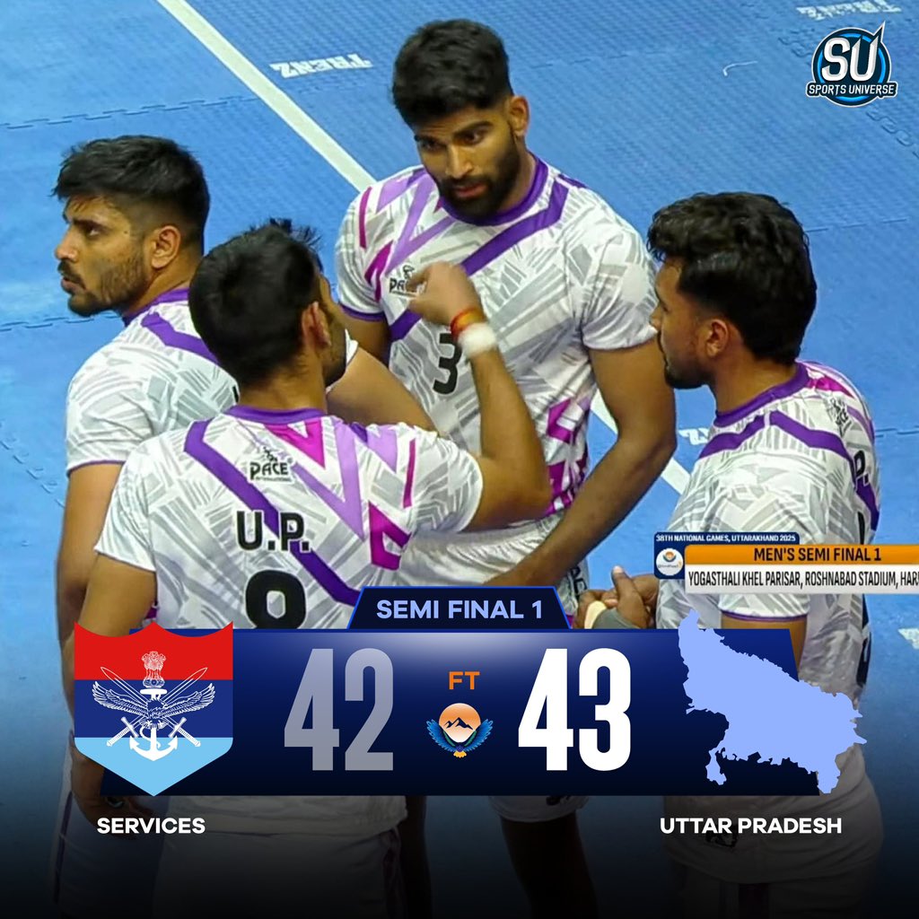 ऐतिहासिक उपलब्धि!!

यूपी कबड्डी टीम ने नेशनल गेम्स के फाइनल में बनायी जगह 

सिल्वर मेडल हुआ पक्का

उत्तराखंड में आयोजित हो रहे 38वें #NationalGames2025 में बेहद कड़े मुकाबले में ‘सर्विसेज’ की टीम को 1 पॉइंट से हराकर फाइनल में जगह बनायी है।

#kabaddi #NationalGames