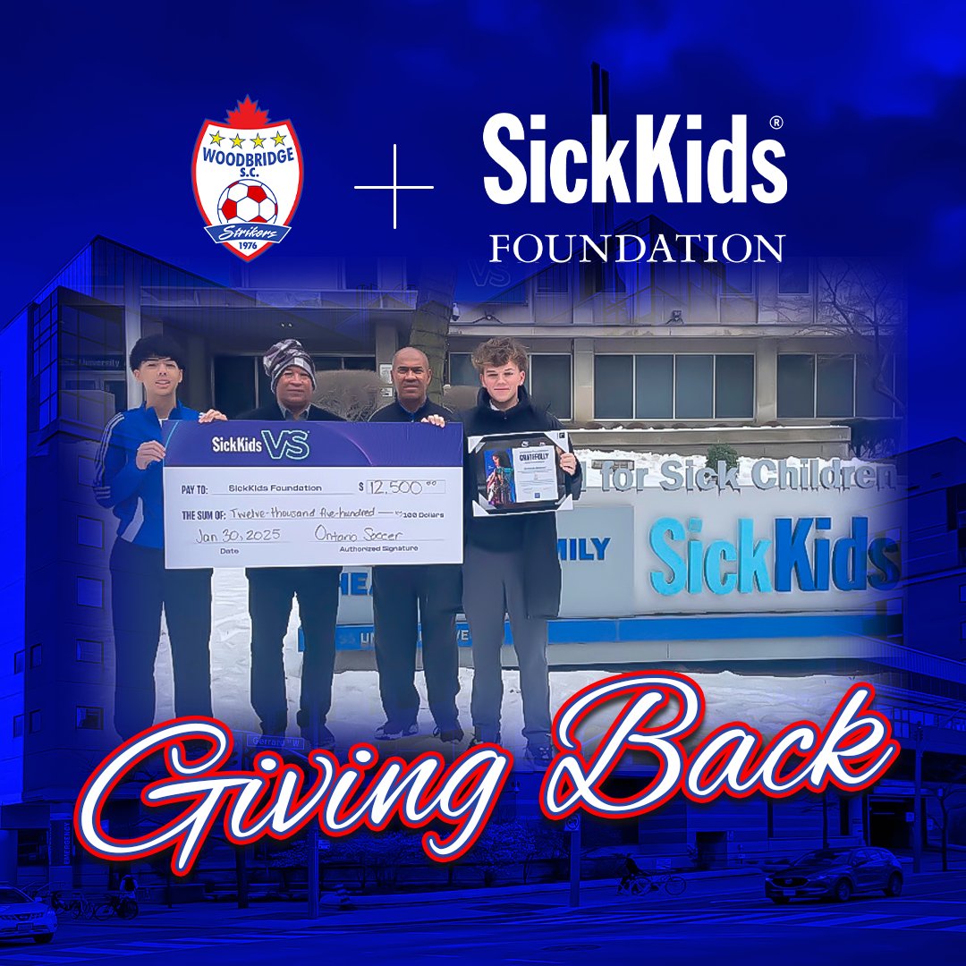 WSCStrikers's tweet image. Woodbridge Soccer Club's 2010 Boys OPDL team donated $12,500 to SickKids Foundation, showing true community spirit. Congrats, champions!

#WoodbridgeSoccer #CommunityImpact #SickKidsFoundation #InspiringGenerosity