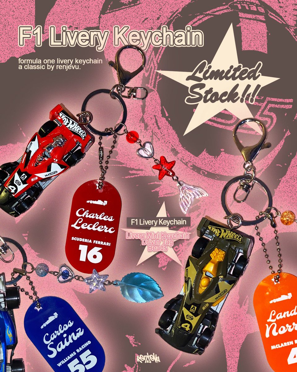 renjevu's tweet photo. ( help rt ! 🏎️💨 )

༺ F1 Mini Livery Keychain ༻

F1 Livery Keychain by renjevu
Available: Charles, Lando, Carlos

ෆ
# price: range 30-72k!
# based in lampung, ina 

purchase thru shopee ‧ ₊ ✫ ˚・ https://t.co/2SVfWMUBNn ‧ ₊ ✫ ˚・

LIMITED STOCK! https://t.co/yfeeAQ08Rc