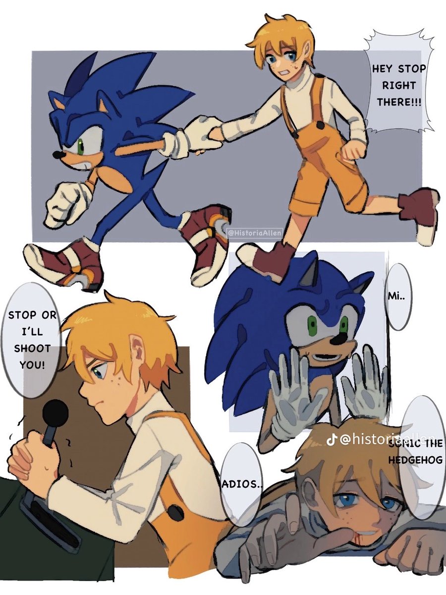 yourmaleamyrose's tweet photo. “Adios, Sonic The Hedgehog”…..
Everything’s just….perfect….
And I really feel more sad for Sonic in this case than the original Shadow’s story…Miles was really something else…😭 #SonicAU #sonicfanart #sonic #milestails #MariaRobotnik #shadow https://t.co/ijhVK3HJjm