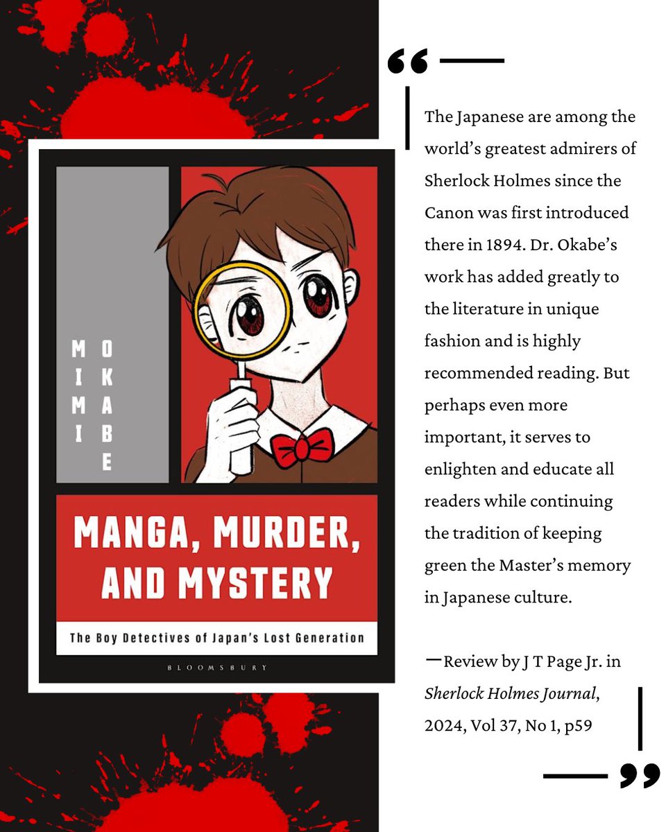 Big thanks to <a href="/BloomsburyPol/">Bloomsbury Politics & Area Studies</a> for the paperback edition of Manga, Murder and Mystery (winner of the International Crime Fiction Book Prize) and to everyone for the amazing reviews! Special thanks to Dr. Joe Page, founder of the Shaka Sherlockians of Hawaii, for the latest review!