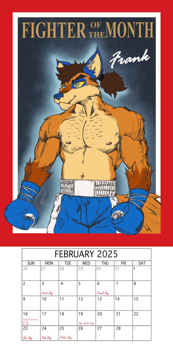 V1p3rw01f113's tweet image. February&apos;s Fighter Calendar has arrived, come and grab your copy.

This month features Frank the folf, one of the toughest fighter around.