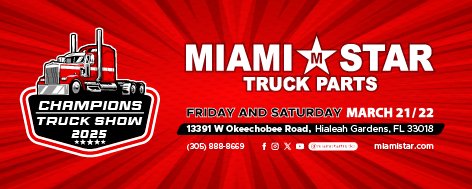 MiamiStarTrucks's tweet photo. Miami Star Truck Show "Champions of the Road" https://t.co/UquAg8bnAm