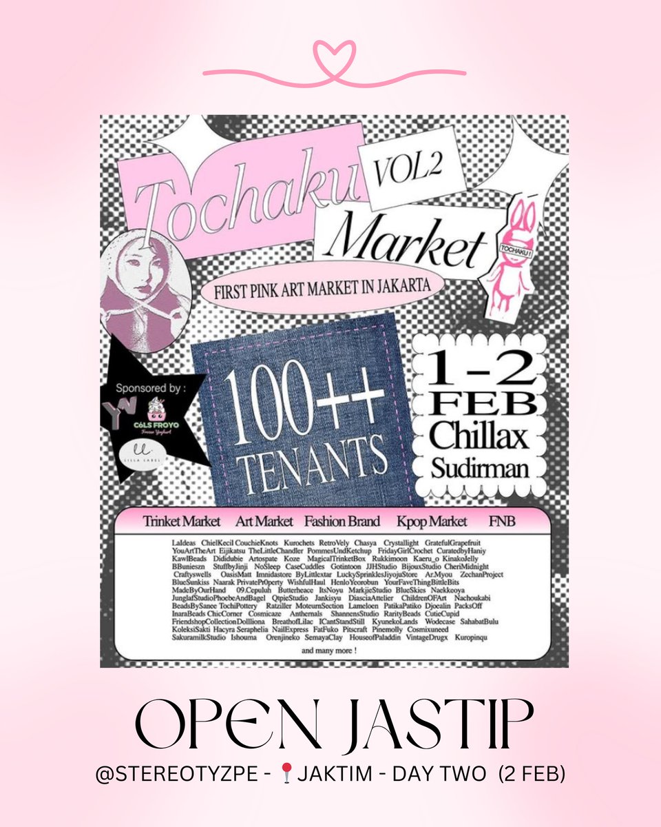 stereotyzpe's tweet photo. 〃 OPEN JASTIP TOCHAKU MARKET 🎀 
📅 2 Februari (Day Two)
📍Jakarta Timur
🍊 bisa keep 25.2

check @.tochakumarket for catalogue, also avail for live shopping!

— fee start from 2k/item! 
♡ small items = 2k
♡ medium items = 5k
♡ large items = 10k

💌 kindly dm for order! https://t.co/YwhRtAjxK5
