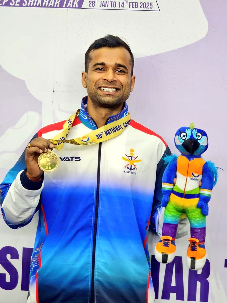 PRODefDehradun's tweet photo. Dominating the #TaoluWushu event at the #NationalGames2025.

A phenomenal performance by #ServicesTeam athletes: 
Sep Suraj Singh Chanquan,
Sgt H Karnjit Sharma, Sgt Shashi Tamang, and JWO Anjul Namdeo, all taking home #GOLD medals in their respective events!🥇

#Wushu
#Champions https://t.co/2IT3gKfHOS