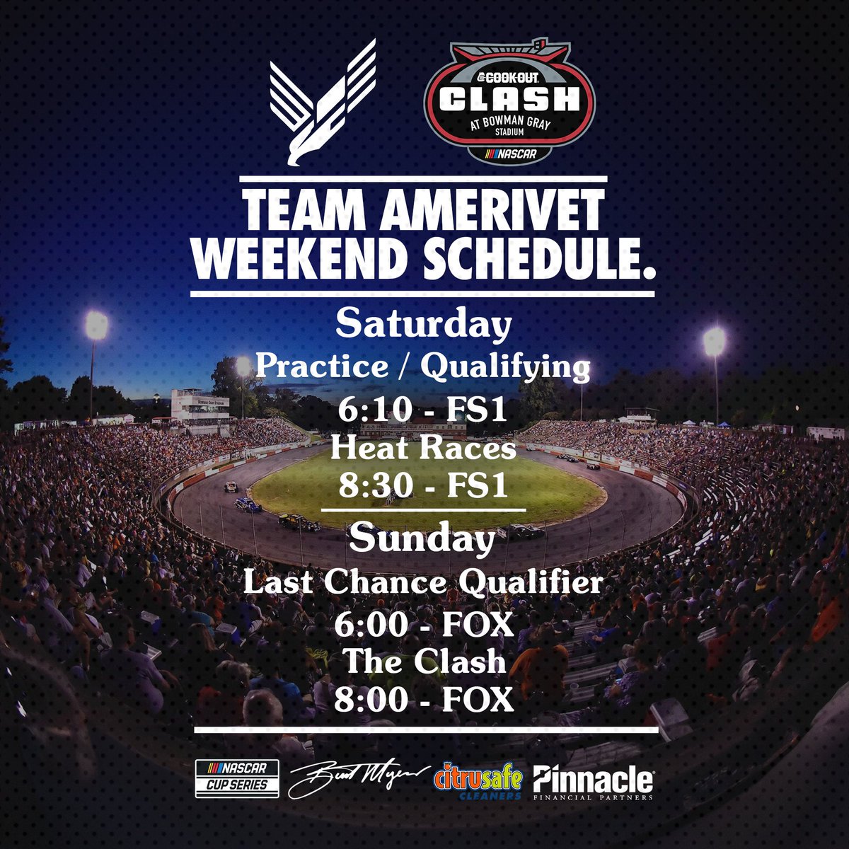 Team Amerivets Weekend schedule for this weekend at The Clash!