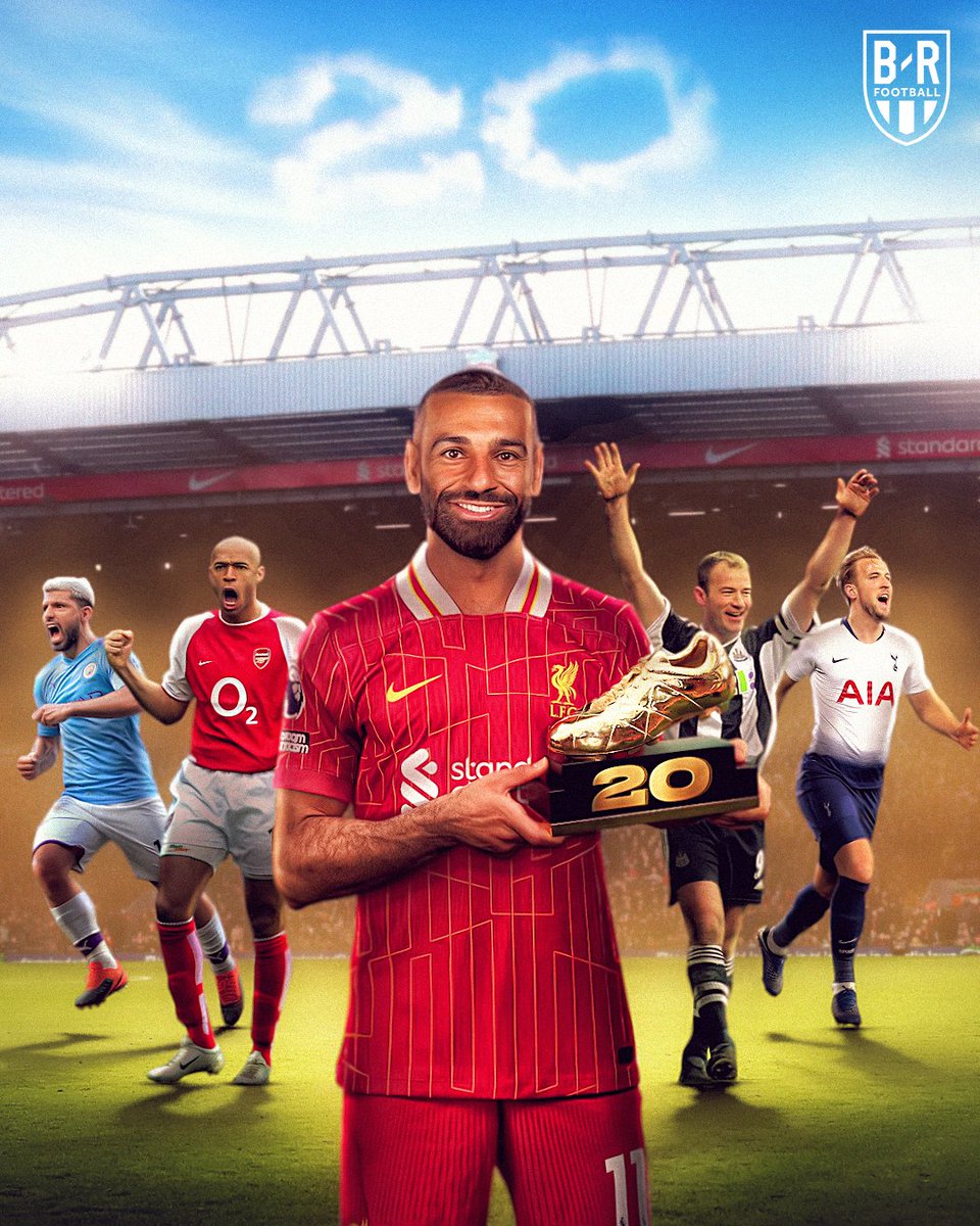 brfootball's tweet photo. 𝐓𝐖𝐄𝐍𝐓𝐘 Premier League goals for Mo Salah 👑

Players to reach 20+ Premier League goals five times: 

▪️ Alan Shearer (7) 
▪️ Sergio Agüero (6) 
▪️ Harry Kane (6) 
▪️ Thierry Henry (5)
▪️ Mo Salah (5) https://t.co/YvLrhmcCse