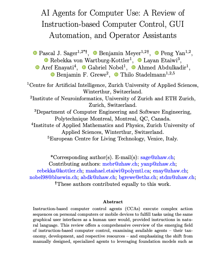 AI Agents for Computer Use

This report provides a comprehensive overview of the emerging field of instruction-based computer control, examining available agents – their taxonomy, development, and resources.